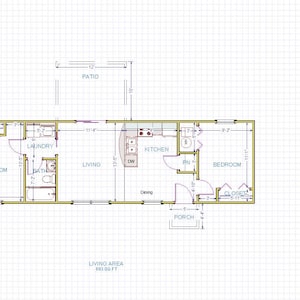 House Plan - PDF, Tiny House, 1 Stories, 2 BR, 1BATH, 693 SF - PL1702 Slab or Crawl