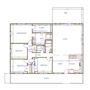 House Plan - PDF, 1 Stories, 3BR, 2BATH, 1929 SF - PL1609