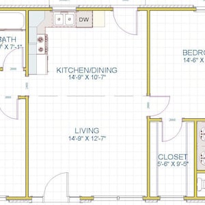 House Plan - PDF, 1 Stories, 2 BR, 2BATH, 1024 SF - PL1706