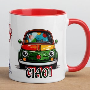 Tazza Stile di vita italiano, Tazza 500, Ciao, Italiano, Viaggi, Vintage, Tazza Ciao, Italia, Regalo per l&#39;amante dell&#39;Italia, Regalo per lei, colazione, Tazza Italia