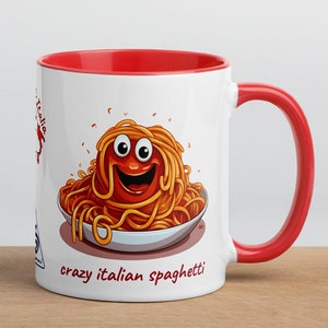 Mug Italian lifestyle, Mug, Crazy Spaghetti, Italian, Travel, Vintage, Spaghetti , Fun, Italy, Gift for Italy Lover, Gift for Her