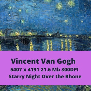 Printable Vincent van Gogh&#39;s Starry Night Over the Rhone  High Quality photo  Instant Download for Print Ultra Definition Classic Artwork
