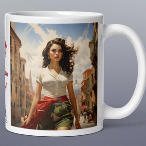 Mug Italian lifestyle, Mug,Girl, Italian Girl, Italian, Travel, Vintage, Spaghetti , Fun, Italy, Gift for Italy Lover, Gift, Beautiful Girl