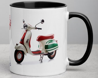 Taza estilo de vida italiano, taza scooter, scooter italiano, italiano, viaje, vintage, motocicleta, Italia, regalo para amante de Italia, regalo, scooter viejo