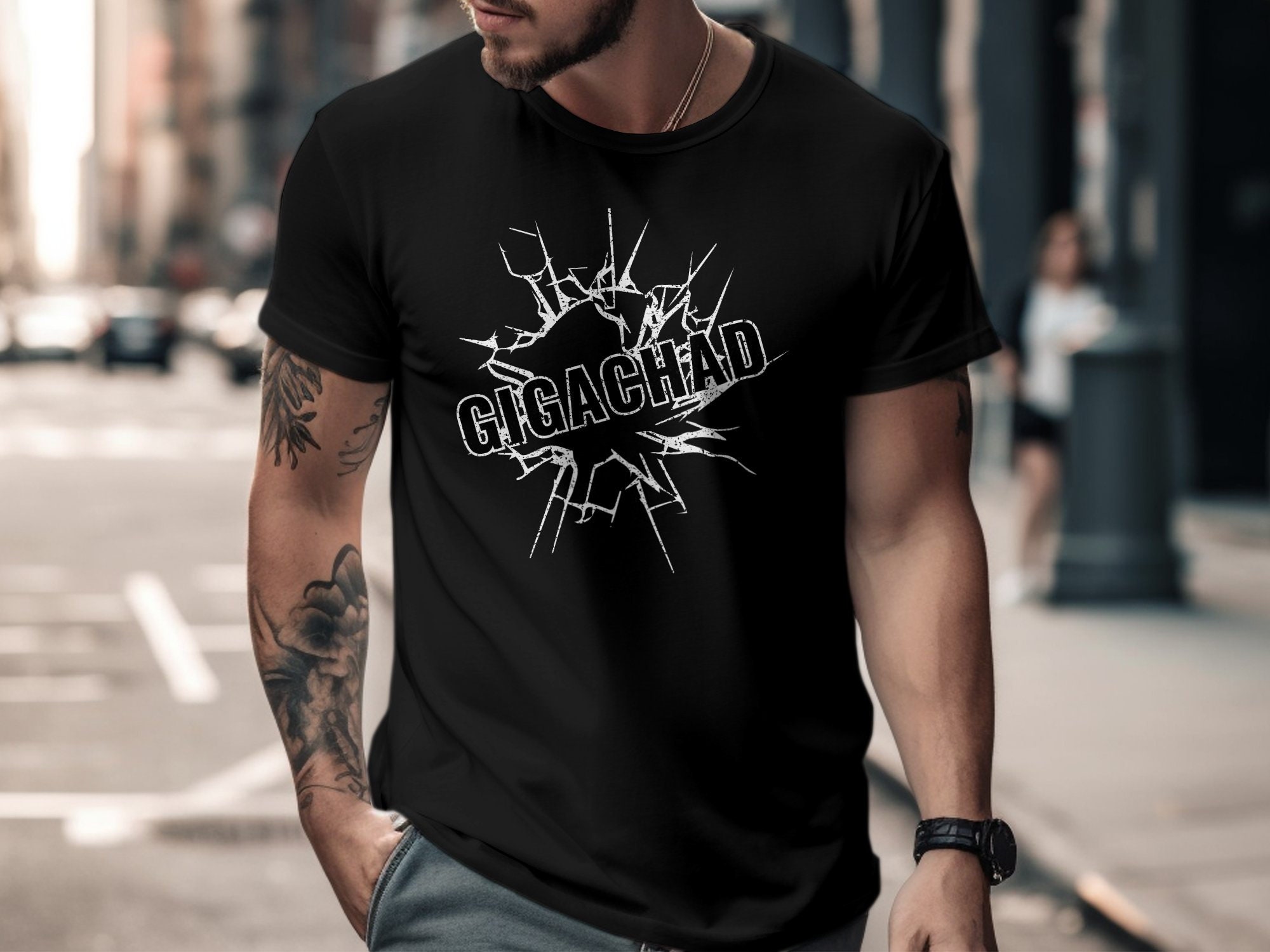 Gigachad Meme Funny Giga Chad Photoshop T-shirt -  Portugal