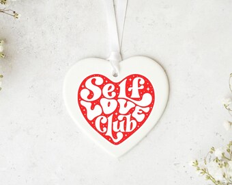 Self Love Club Ceramic Heart, Self Love Gift For A Friend, Thinking Of You Gift For Your Best Friend, Empowerment Gift For A Single Friend