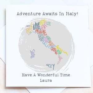 Personalised Adventure In Italy Travel Card, Bon Voyage Card For a Friend Moving To Italy, Good Luck Card For Student Going To Study Abroad
