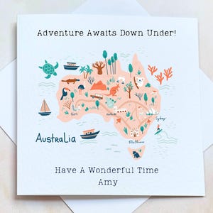 Personalised Australia Travel Card, Adventure Awaits Down Under, Gap Year Backpacking Card, Bon Voyage Keepsake Card, Oz Gap Year Memento