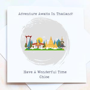 Adventure Awaits in Thailand Card, Leaving Card For Thailand Trip, Personalised Good Luck Card For Your Backpacking Trip To South East Asia