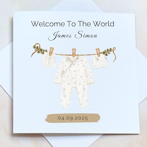 Carte personnalisée nouveau-né garçon, carte bébé garçon 2025, carte d'informations sur la naissance, carte souvenir nouveau bébé, carte personnalisée avec nom du bébé et date de naissance