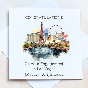 Carte de félicitations fiançailles à Las Vegas, carte de voeux de proposition de Vegas, carte de fiançailles de Las Vegas, cadeau souvenir de fiançailles des États-Unis