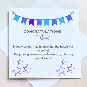 Carte personnalisée pour garçon de 6e année, carte de diplôme du dernier jour de l'école primaire pour son fils, carte de félicitations pour la fin de ses études pour son petit-fils