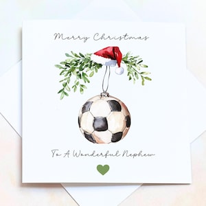 Personalised Nephew Football Christmas Card, Soccer Xmas Card For Grandson, Christmas Card For A Godson Who Loves Football, Xmas Card Son
