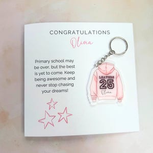 Carte Leavers de la promotion 2025 et porte-clés assorti, cadeau personnalisé pour les jeunes diplômés de l'école primaire, cadeau souvenir de ma fille de la promotion 2025
