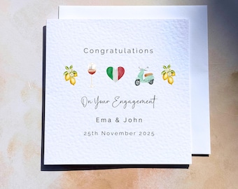 Engaged In Italy Card, Personalised Italian Engagement Card