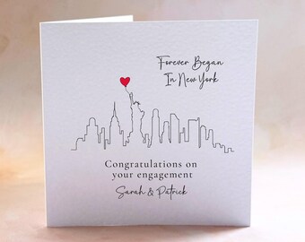 New York Engagement Card, Engaged In NYC, Personalised New York Skyline Card