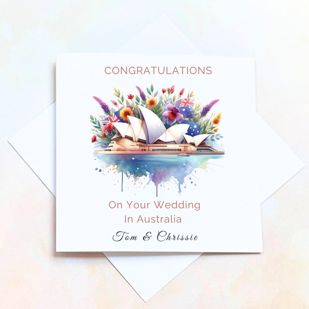 Married in Australia Congratulations Card, Married Down Under Wedding ...
