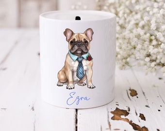 Personalised French Bulldog Ceramic Money Box, Frenchie Themed Birthday Gift Teenager, French Bulldog Gift For Dog Lover