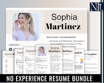 High School Resume with No Experience | High School Resume Template Bundle with Cover Letter and Recommendation Letter - Canva Template