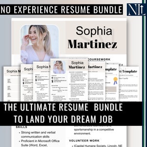 High School Resume with No Experience | High School Resume Template Bundle with Cover Letter and Recommendation Letter - Canva Template