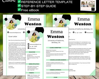 Unlock Your Perfect Sorority Match! Exclusive Green Resume Template Photo Cover Letter | Easy Canva Edit |bonus: Ultimate Recruitment eBook
