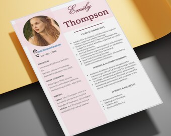 Sorority Resume Template and Cover Letter Template | Word | Google Docs | Sorority Recruitment Pack | Rush Resume | Sorority Bundle | Pink