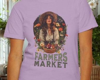 Farmers Market Gift for Farm Girl Farmer Shirt Tractor Sunflower Lover Gift for Garden Mom Farmer's Market Garden Gift Girl Tee Farm T Shirt