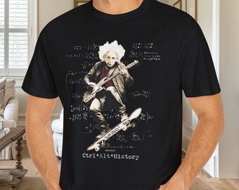 Ironic Albert Einstein Shirt | Skater Einstein Playing Guitar | Gift for Guitarist Science Physics t-shirt for Physics Buff Science Teacher