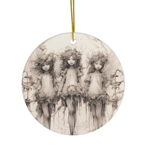 Ornamento fatato / Ornamento in ceramica delle Sorelle Fae / Ornamento natalizio delle fate dei boschi / Decorazione dell&#39;albero delle tre sorelle / Sorelle streghe magiche