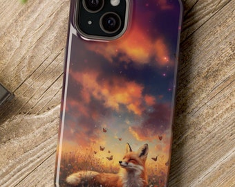 Custodia per iPhone con volpe rossa a riposo Custodia per iPhone 16 15 14 13 Magsafe / Custodia per telefono con arte a farfalla con volpe naturale Custodia per telefono con arte astratta e natura fantasy per iPhone