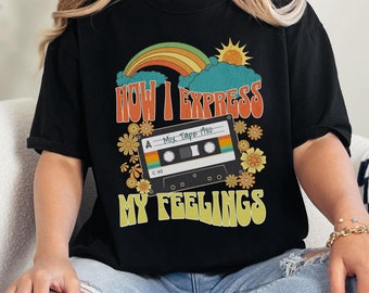 chemise vintage à cassettes | T-shirt Retro Mix-Tape Feelings Comfort Colors | Superbe chemise des années 80 | Ambiance musicale des années 80 | chemise vintage