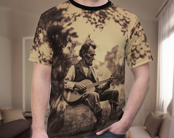Ironic Abraham Lincoln Shirt | Abe Lincoln Playing Guitar | Gift for Guitarist History John Wilkes Booth Ironic t-shirt for History Buff