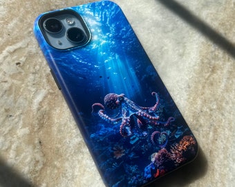 Octopus Phone Case For iPhone 15 14 13 Pro Max 12 XR 7 Underwater Octopus Case Galaxy S24 Pixel Sea Life Case