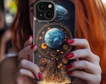 Fantasy Art Tree of Life Phone Case Magsafe | Witch Phone Case Fantasy Art Celestial Wheel of Time Phone Case |  iPhone 16 15 14 13