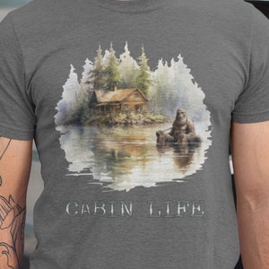 cottage core | Cabin Life Sasquatch t-shirt | Yeti Cabin Camping Shirt | Hiker Gift | Squatch Lakehouse Shirt