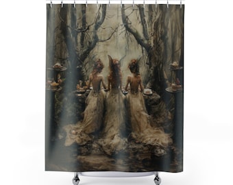 Fairy Shower Curtain | Gift for Fairy Lovers | Enchanted Forest Fae | Fairy Magic Fantasy Art | Fairy Picnic Shower Curtain | Bathroom Decor