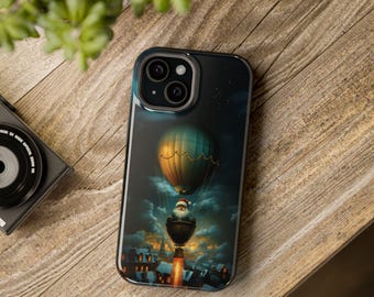 Vintage Steampunk Santa iPhone Case Magsafe | Cute Santa Rocket Aesthetic Phone Case - Christmas Holiday Phone Case iPhone 16 15 14 London
