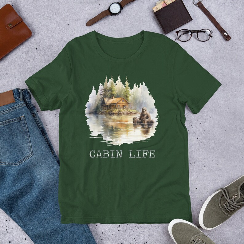 Cabin Life Sasquatch t-shirt | Yeti Cabin Camping Shirt | Hiker Gift | Squatch Lakehouse Shirt