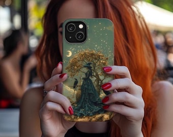Witch Goddess Phone Case For iPhone 15 14 13 Pro Max 12 XR 7 SE S23 Witchy Tarot Card Case Galaxy S24 Pixel Fairycore Maiden Tarot Case