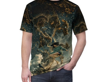 Camiseta con estampado de bruja gótica vintage / Regalo para brujas / Ropa gótica / Camiseta con escoba de bruja / Camiseta de fantasía de hadas / Camiseta steampunk