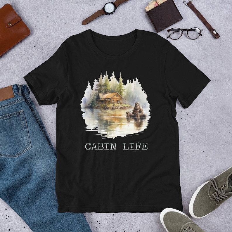 Cabin Life Sasquatch t-shirt | Yeti Cabin Camping Shirt | Hiker Gift | Squatch Lakehouse Shirt