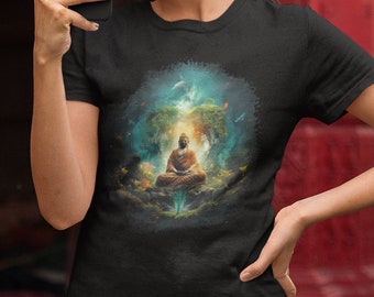 Buddha In Meditation, Minimalist Zen Buddhism,Spiritual Calm T-Shirt - Foto 12