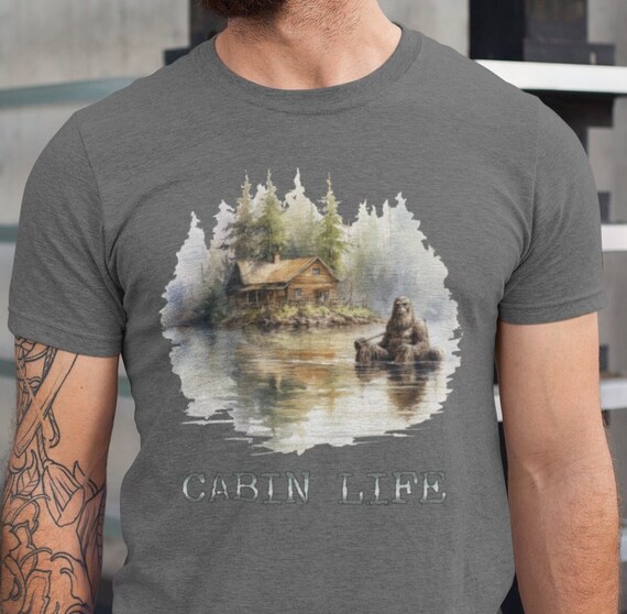 Bigfoot Sasquatch Cabin Life t-shirt | Yeti Cabin Camping Shirt | Hiker Gift | Squatch Lakehouse Shirt | Good Life Vacation Shirt
