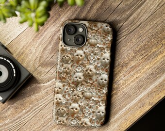 Funda de teléfono con gatitos adorables para iPhone 15, 14, 13 Pro Max, 12 Mini, XR, 7 SE, S24, funda Boho Kitty para amantes de los gatos, funda Galaxy S24 Pixel Cat Mom