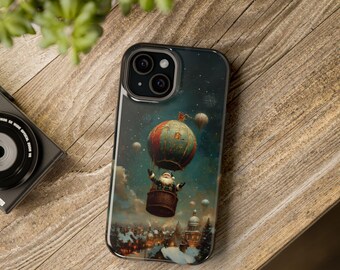 Father Christmas Hot Air Balloon Phone Case Magsafe | Cute Santa Winter Aesthetic Phone Case - London Christmas iPhone 15 14 13 - Chimney