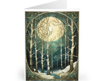 Winter Birches Christmas Greeting Cards (5 Pack) | Birch Tree Christmas Card | Birch Forest
