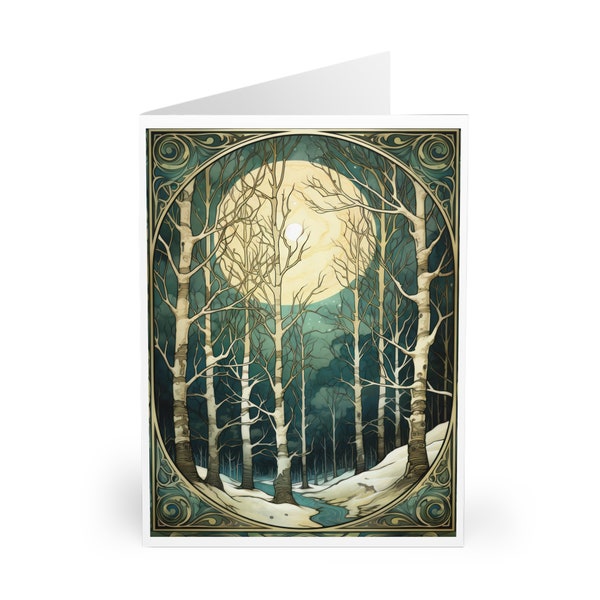 Winter Birches Christmas Greeting Cards (5 Pack) | Birch Tree Christmas Card | Birch Forest