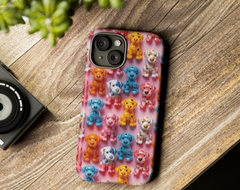 Kawaii Puppy Toy Phone Case For iPhone 15 14 13 Pro Max 12 Mini XR 7 8 SE S24 Boho Puppies Samsung Galaxy Pixel Cottagecore Puppy Mom