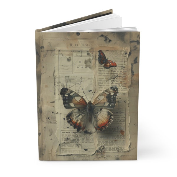 Vintage Butterfly Hardcover Journal Matte - Scrapbook Butterflies Journal - Wildflower Journal - Gift for Entomologist Dream Journal