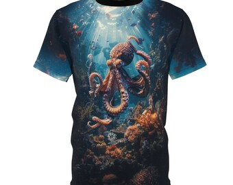 Octupus All-over Shirt | Gift for Scuba Divers | Octopus Scuba Diving T-shirt | Underwater Scuba Scene Shirt | Gift of Octopus Lovers